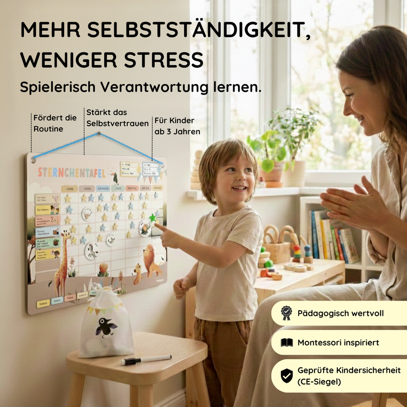 Sternchentafel für Kinder Safari