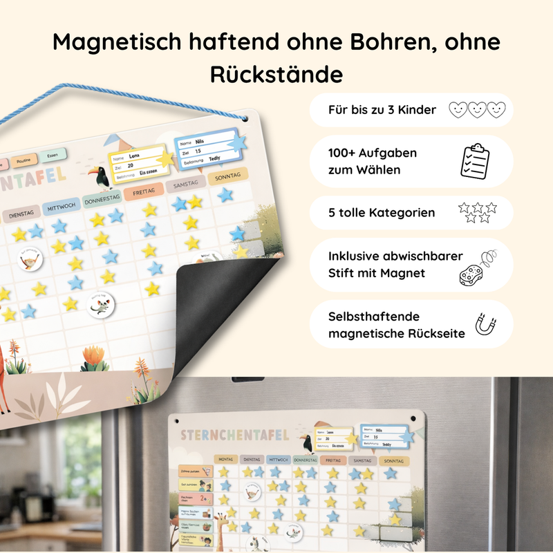Sternchentafel für Kinder Safari