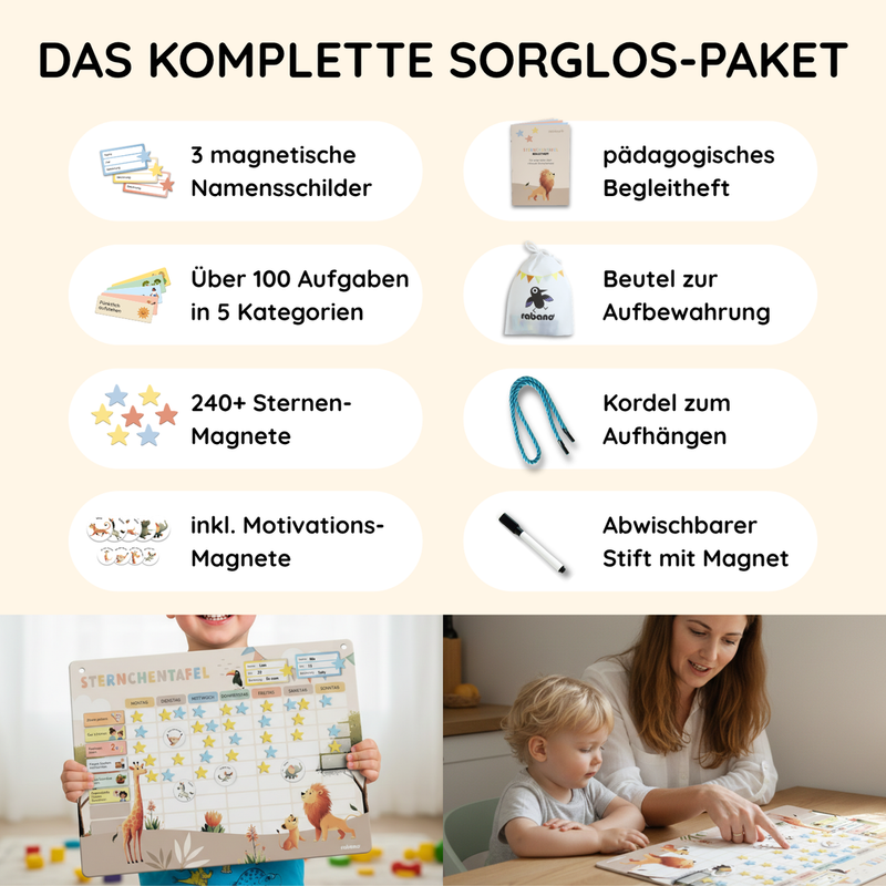 Sternchentafel für Kinder Safari
