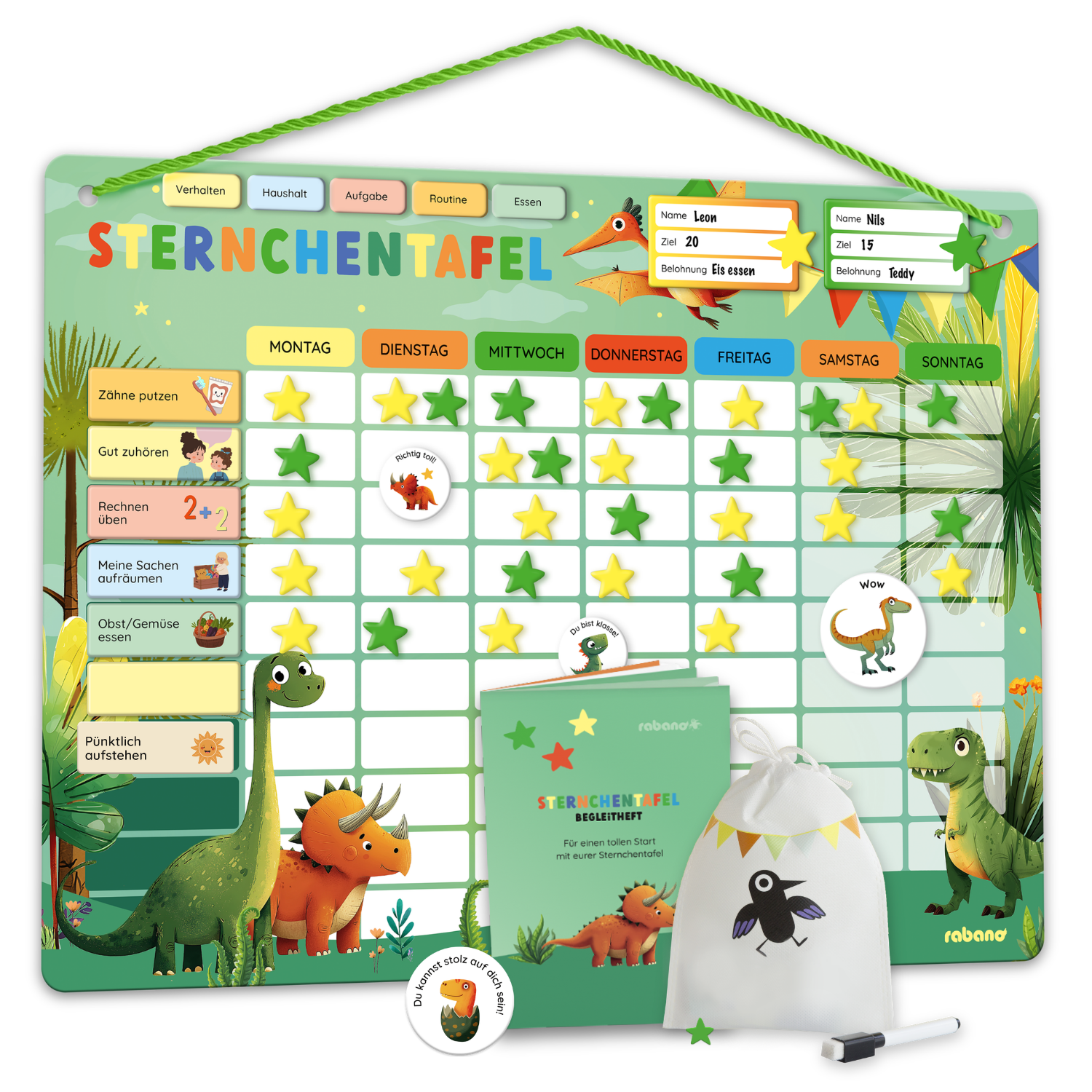 Sternchentafel für Kinder Dino