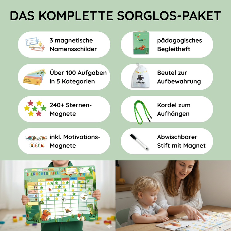 Sternchentafel für Kinder Dino