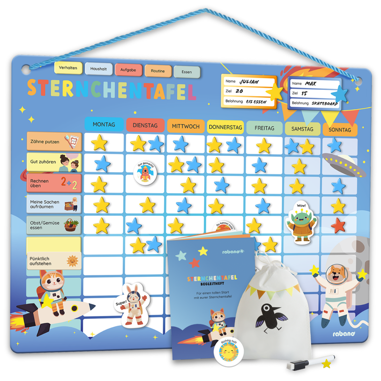 Sternchentafel für Kinder Weltraum