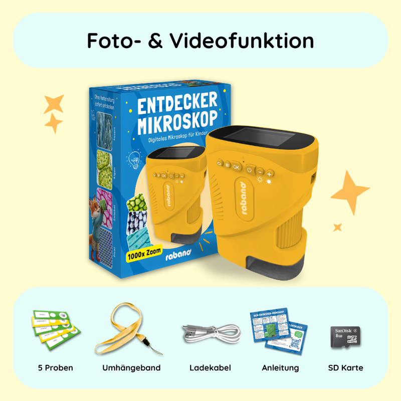 Rabano Entdecker Mikroskop für Kinder - Gelb