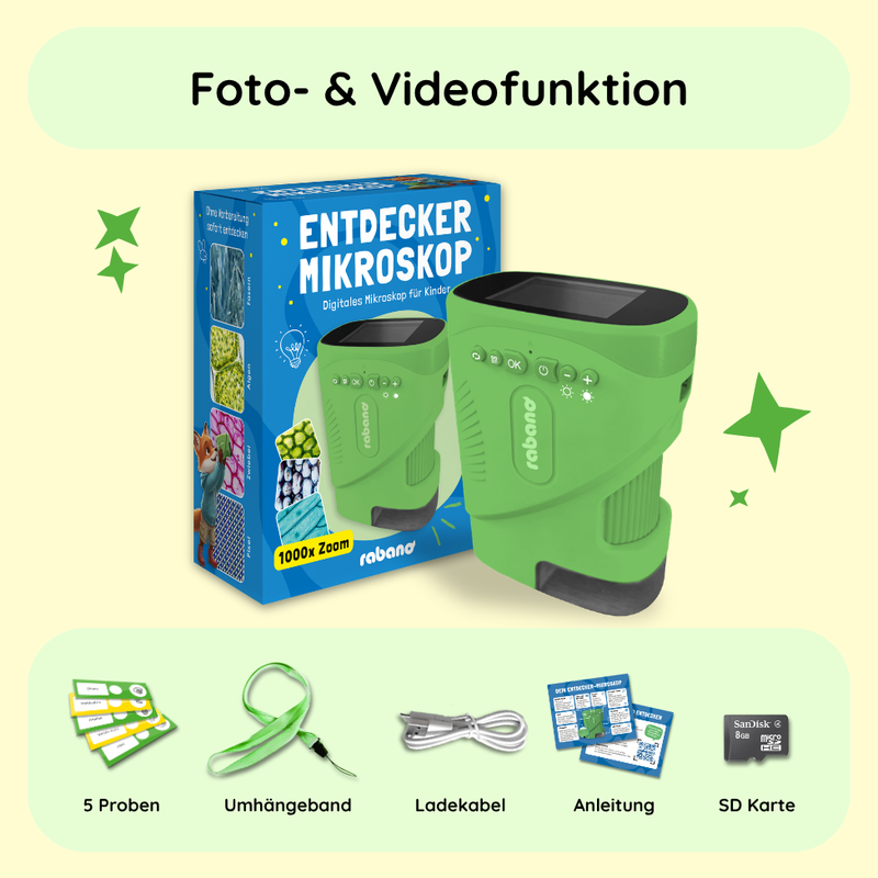 Entdecker Mikroskop für Kinder + Gratis Kartenset